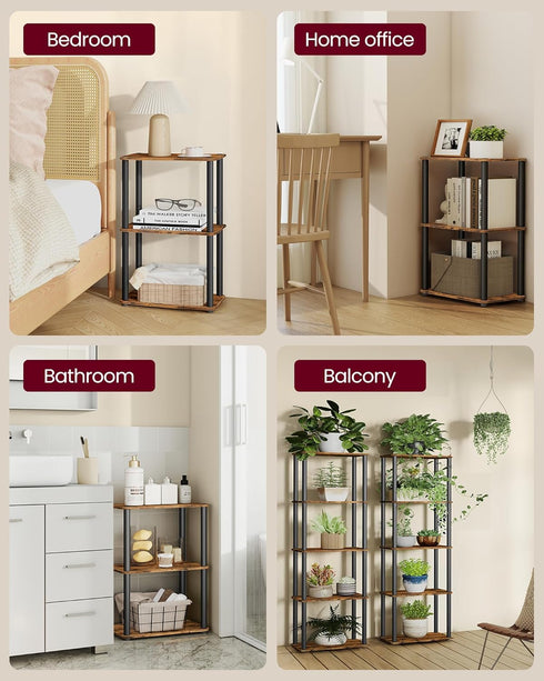 3-Tier 9.4 15 27.8 Inches, ULLS153K01 VASAGLE Superfast Toolless Assembly, Shelf for Living Room, Standing Shelf