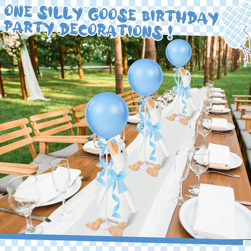 6 Set 1st 11.8 Inch Chunful Blue One Silly Goose Birthday Decoration Soft Goose Stuffed Animal Baby Shower Centerpieces