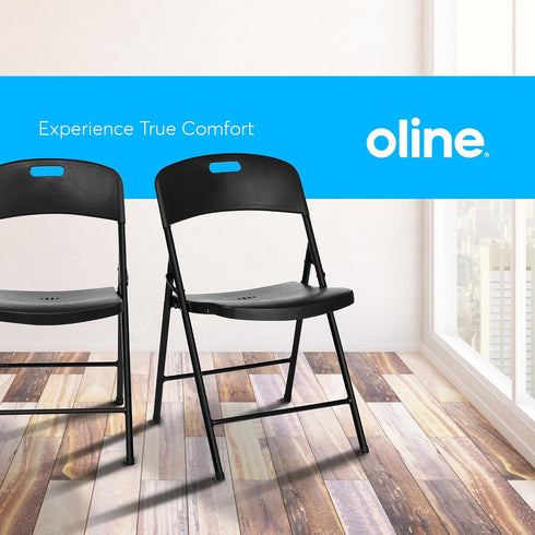 Commercial 350lb 2 Pack) Oline Folding Chair, Indoor Outdoor Plastic Stackable Foldable Guest Chairs for Events Office