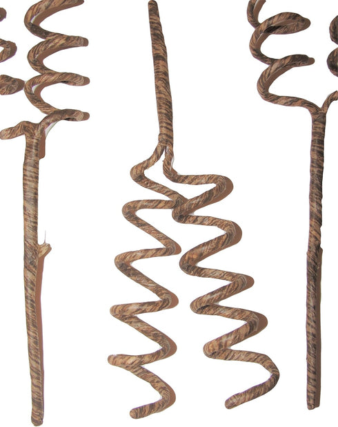 Brown Spiral Twig Stem Wire Pick, 3 Pack for Bouquets, Boutonniere, Floral Arrangements