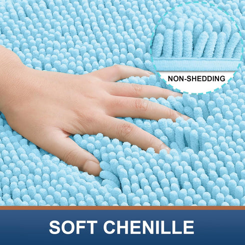smiry Chenille U-Shaped Toilet Bathroom Rugs, Soft Absorbent Non-Slip Contoured Mats for Bathroom Toilet