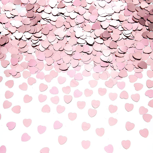 Rose Gold Heart-Shaped Small Metallic Foil Confetti for Table Wedding Birthday Party Decoration, Diameter 10mm (Rose