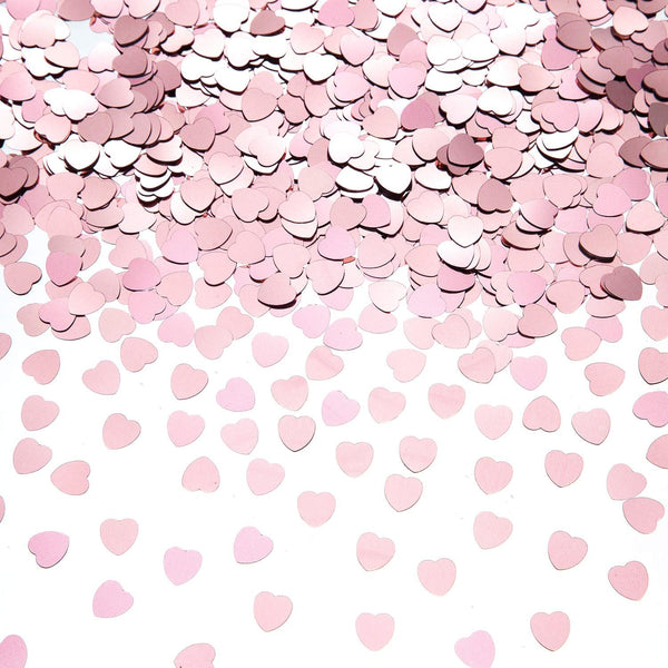 Rose Gold Heart-Shaped Small Metallic Foil Confetti for Table Wedding Birthday Party Decoration, Diameter 10mm (Rose