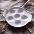 Bamboo's Grocery LoKii 2 Pack Ceramic Escargot Dish, 6 Holes Snail Dish with Handles, White, 6 Inches