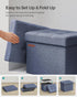 12.2 16.1 12.2 Inches, 286 lb ULSF102Q01 SONGMICS MAZIE Collection - Small Folding Storage Ottoman, Foot Rest Stool, x