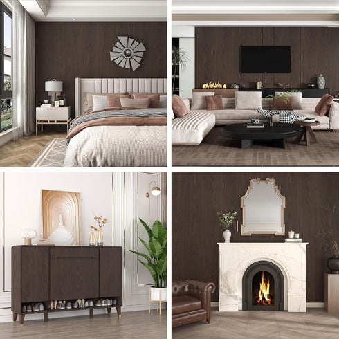 24Inx118In BAYYA Walnut Contact Paper Thick Matte Brown Wood Wallpaper Roll Peel Stick Kitchen Wallpaper Self-Adhesive