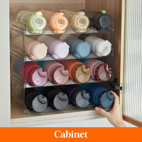 Lifewit Stackable Water Bottle Organizer (3 Pack) - Kitchen Pantry Storage for 10 Bottles, Plastic Fridge Holder,