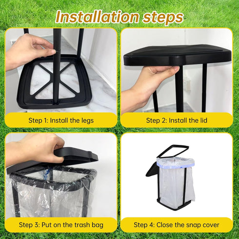 DTOMCD 15 Portable Trash Bag Holder Collapsible Trash Can with Lid, Trash Can for Outdoor Indoor Camping, Kitchen