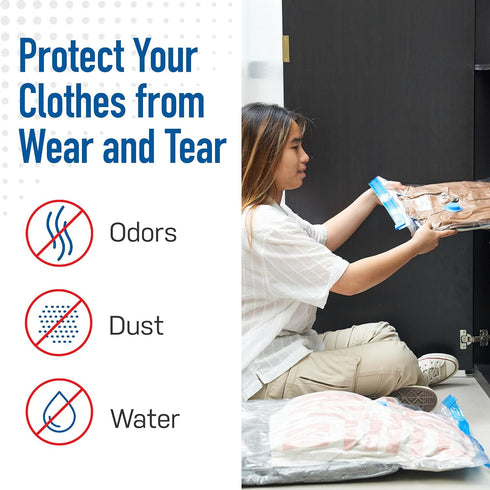 Spacesaver Vacuum Storage Bags, Jumbo 2 Pack for Clothes, Compression Seal for Closet Storage, Pump Included