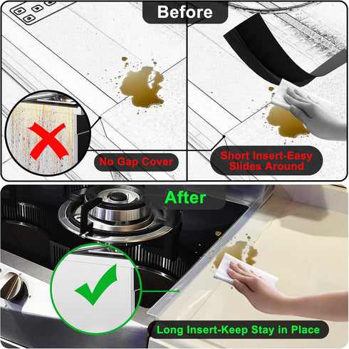 Silicone Stove Counter Gap Cover - Transparent 25" Long Kitchen Counter Gap Filler, Set of 2