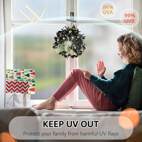 VELIMAX Reeded Glass Window Film, Frosted Vinyl Privacy Film, 3D Decorative Non-Adhesive Decals for Bathroom Living