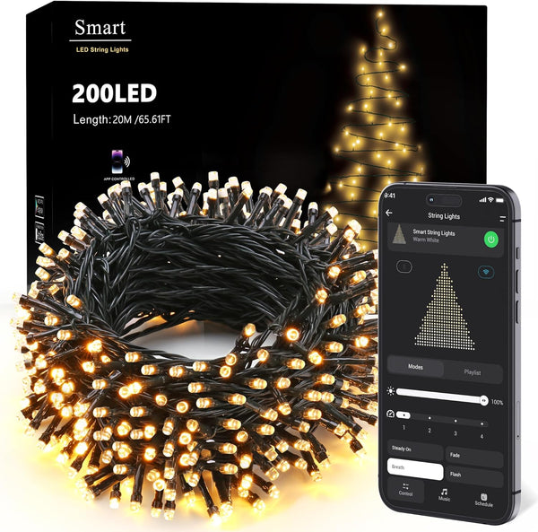 Brizled Smart String Lights, 65.61ft 200 LED Christmas Lights with APP &