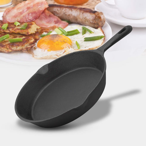 ExcelSteel 3 Pc Skillet Set, Durable Black Cast Iron Kitchenware for Home Stovetop & Outdoor Cooking