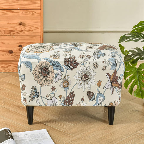 Bottom(06, KRFOONN Ottoman Slipcovers Stretch Rectangle Footrest Stool Covers Printed Ottoman Cover for Foot Stool