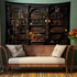 90x70in Medieval Bookshelf Tapestry Vintage Bookcase Library Backdrop Old Books Dark Academia Large Tapestries Wall