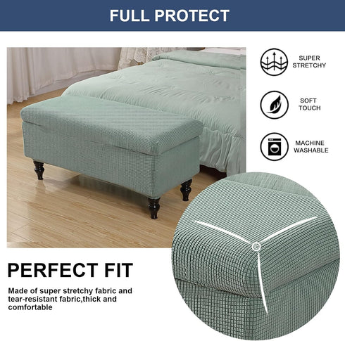 FUANGUI Ottoman Cover Stretch Storage Ottoman Bench Slipcover Jacquard Folding Storage Bench Ottoman Cover Footrest