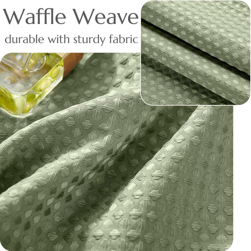 Waffle-Weave Textured Valance for Kitchen - Waterproof Window Curtains (60-inch x 18-inch, Sage, One Panel)