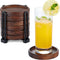 6Pcs Wooden Coasters for Drink-Acacia Wood Drink Coasters Set with Holder for