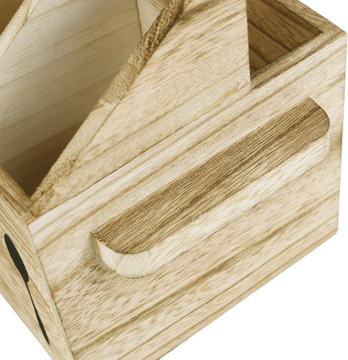 Ikee Design Wooden Flatware Caddy - Silverware Holder with Handles for Outdoor and Picnic Use, Oak Color