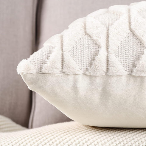 MADIZZ Set of 2 Soft Plush Short Wool Velvet Decorative Throw Pillow Covers 12x12 inch, Beige Luxury Cushion Cases