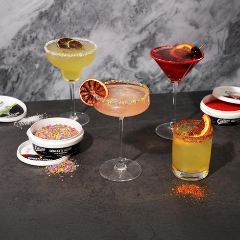 Rimming 7oz Collins Red Cocktail Sugar, Enhance Daiquiris, Cosmopolitans, Margaritas, Cocktail Drinks, Glass Sugar