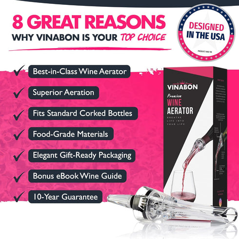VINABON Wine Aerator Pourer Spout 2025 – Professional Wine Aerator for Improved Flavor and No-Drip Design