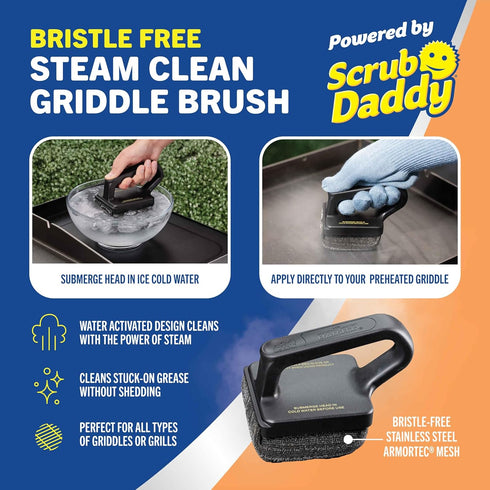 Mr. Bar-B-Q Bristle Free Large Steam Clean Griddle/Grill Brush Powered by Scrub Daddy