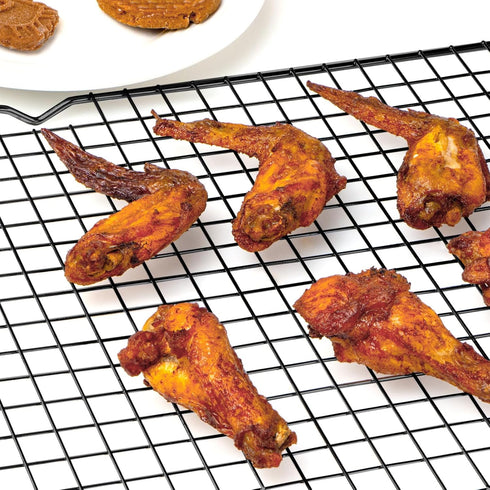 BRIOUT Cooling Rack for Baking, 16x10 Inches Thick Wire Cookie Rack, Oven Safe, Fits Half Sheet Pan, Black