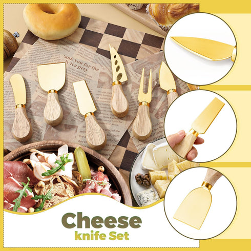 Charcuterie Boards Accessories Gold Utensils Set, Cheese Butter Spreader Knife, Small Serving Tongs, Forks, Spoons