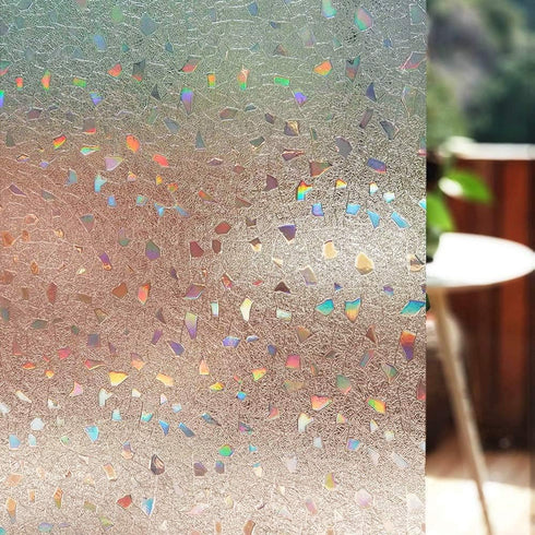 LEMON CLOUD Decorative Window Film, Frosted Glass Static Cling for Home, 3D Rubble Design (23.6 x 78.7 Inch)