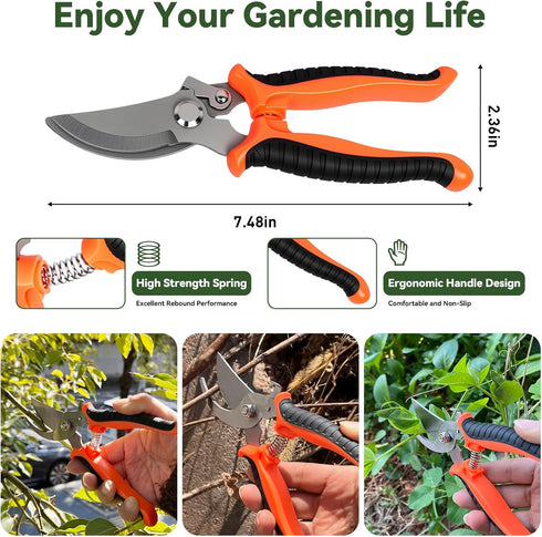 ZORSHUY 4-in-1 Weeding Tool with Hoe, Grabber, Pruning Shears & Scrub Brush,Garden Hoe & Weed Puller Tool with Long