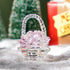 H&D HYALINE & DORA Glass Rose Flower Gift, Handcraft Pink Crystal Rose Flower Basket Figurine for Women