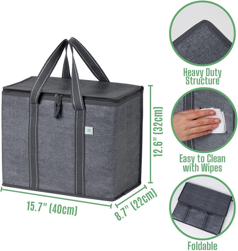 2 Pack 2 Pack) VENO Cooler Bag and Insulated Grocery Bags for Food Delivery, Collapsible Cooler. Reusable Shopping Bags