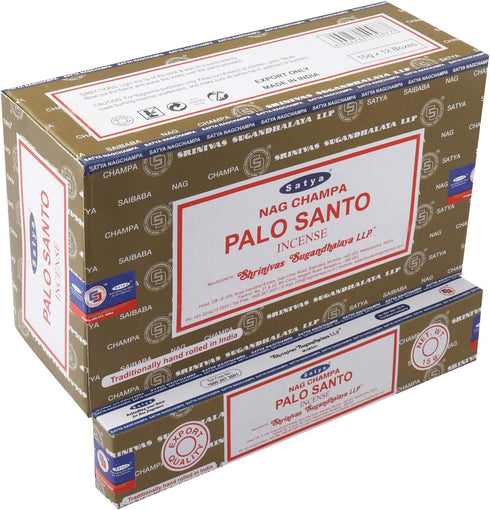 Satya Nag Champa Palo Santo Incense Sticks, 12 Packs X 15 Grams, Box Of 180 Grams, Export Quality
