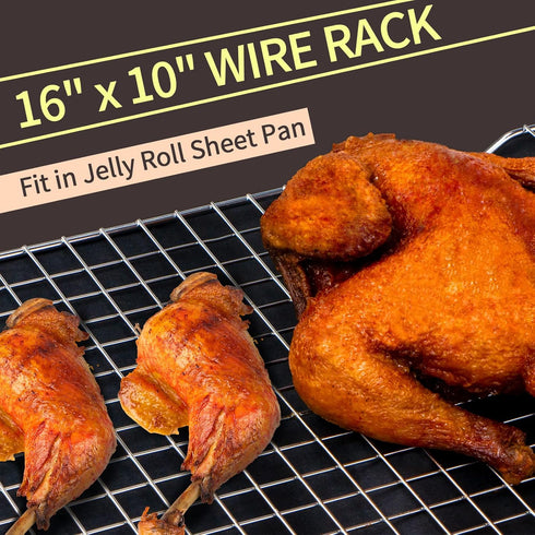 Cooling Rack for Baking - 16x10 Inches Thick Wire Cookie Rack for Cooking, Roasting, Grilling, and Drying