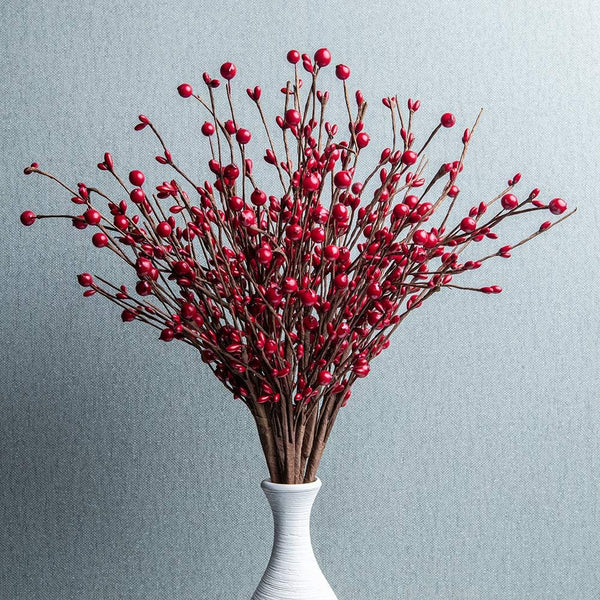 JINGHONG 6PCS Artificial Christmas Tree Picks 16.5 Inch Red Berry Stems Holly