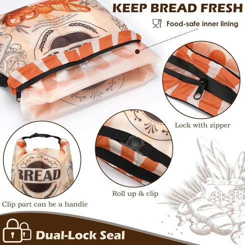 2 Pack 17"13" Reusable Bread Bags for Homemade Bread, Sourdough Bread Storage Bags with Bowl Cover - Keep Loaf Fresh