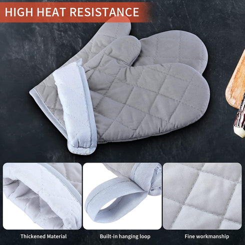 Nuogo 9 Pair Oven Mitts - Quilted Terry Cloth Lining Extra Long Heat Resistant Kitchen Gloves, 11 Inch