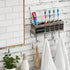 4 4 MyGift Wall Mounted Solid Torched Wood Bathroom Accessory Holder and Towel Hook Rack, Toothbrush Holder Shelf Rack