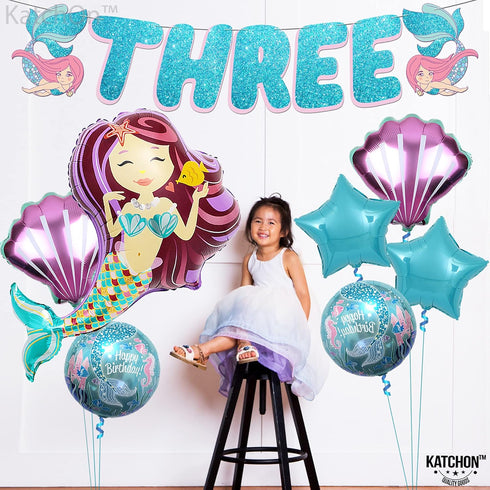 KatchOn Big Mermaid Decorations - Pack of 8 | Mermaid Balloons for 3rd Birthday Party
