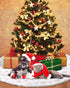 COOLWUFAN 48 Inches Christmas Tree Skirt for Holiday Party Decoration, White Plush Gold Sequin Snowflake