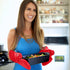 Ultra Heat Resistant BPA-Free Silicone Oven Mitts up to 500°F - Canyon Red Long Pot Holders with Cotton Liner 13.7