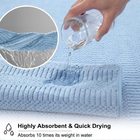 8 Set-2 Sheets,2 Towels,4 Washcloths-600GSM Piece Oversized Blue Bath Towel Extra Large Bath Towel Hand Soft Highly