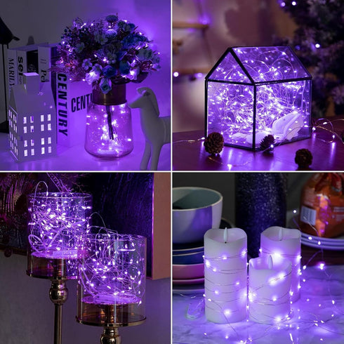 6 Pack 7ft 20LED HXWEIYE Purple Fairy Lights Battery Operated, Mini Fairy String Lights Mason Jar Lights, Waterproof