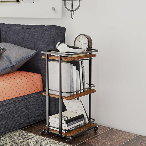 3-Tier Wheels,11.79x15.72x33.01 inches,Rolling TMJ319H IBUYKE Home Bar Serving Cart,Kitchen Storage Carts with Mini Bar