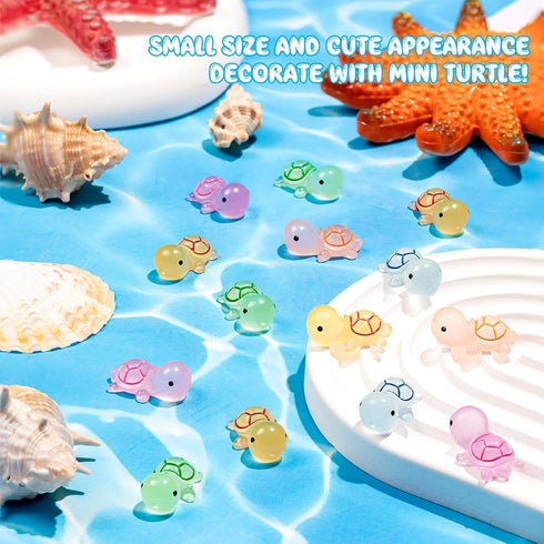 SYWHXY 488PCS (8 Luminous Mini Resin Turtles Miniature Turtles Animals Glow in The Dark Tiny Turtle Figurines to Hide