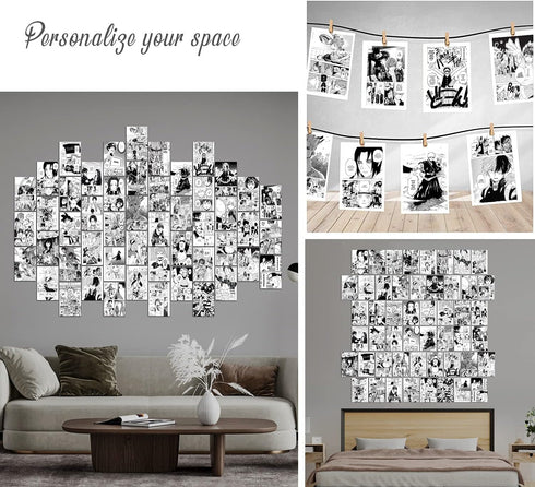 WOONKIT Anime Posters Pack - 50PCS 4X6 INCH MHA Anime Wall Collage Kit for Bedroom and Dorm Decor