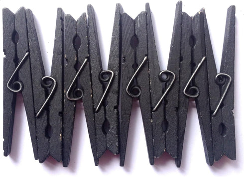 LWR CRAFTS Wooden Large Clothespins, 3-5/16" 30 Pieces Per Pack, Black
