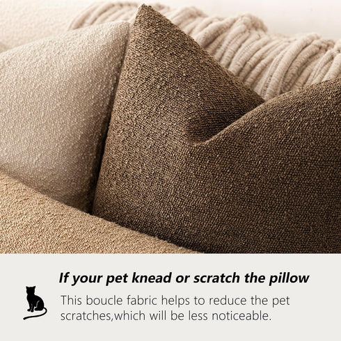 12x20 Inch,1PC,Chocolate Foindtower Decorative Textured Boucle Throw Pillow Covers Accent Solid Lumbar Pillow Cases