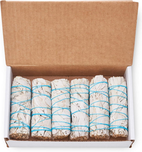 6 Pack White Sage Smudge Sticks for Cleansing Energy, Sustainably Grown, Bulk/Wholesale